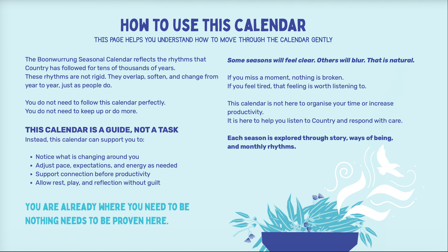 Boonwurrung Seasonal Calendar 2026